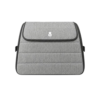 Paiseec FLEX large 38-liter shopping bag in gray with flap closure and side mounting clips, front view