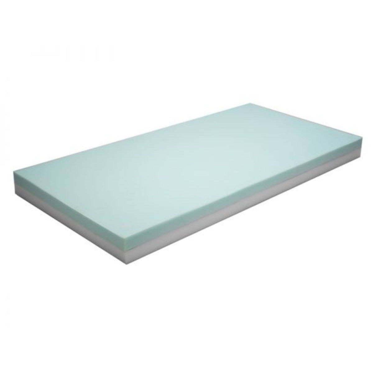 Proactive Protekt 600 bariatric foam mattress core showing the light blue high-resilience top layer over the white ultra-firm support base