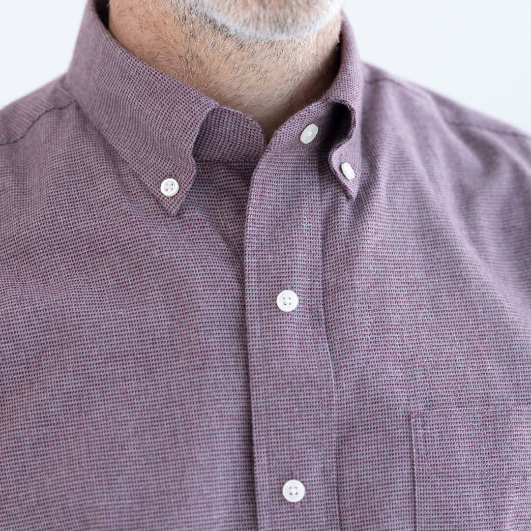 Red and Grey Long Sleeve Brushed Flannel Button Down Collar Shirt with Magnetic Closures