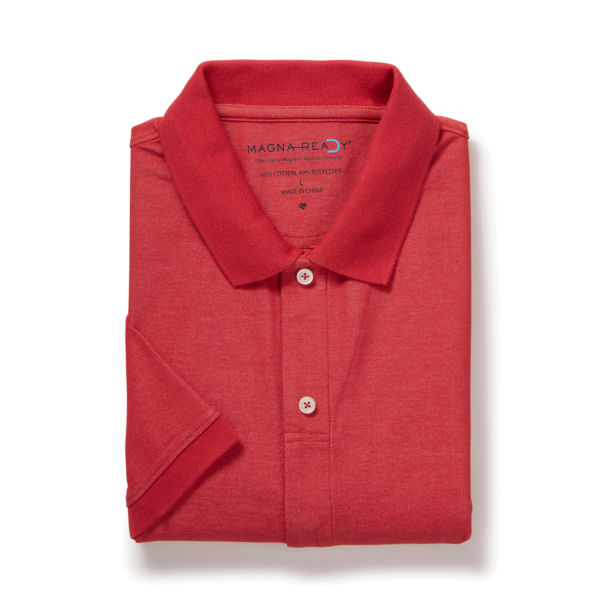 Shop MagnaReady® adaptive magnetic polo shirt with hidden magnetic closures designed for easier dressing and everyday comfort.