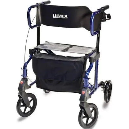 Lumex Hybrid LX Rollator Transport Chair – 2-in-1 Folding Walker & Transport Chair (22 lb Aluminum Frame, 300 lb Capacity)