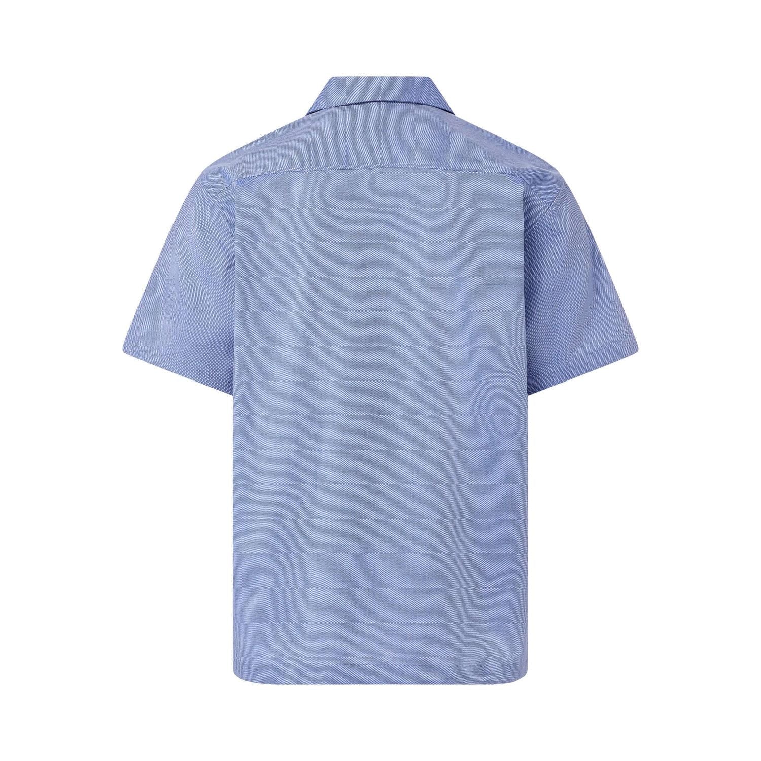 Short Sleeve Untucked Solid Blue Camp Casual Shirt with Magnetic Closures by MagnaReady®