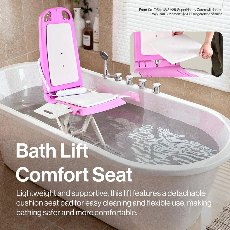 GoRise LT Portable Floor & Bath Lift – Pink Edition – Lightweight (19 lbs), 330 lb Capacity, IP68 Waterproof