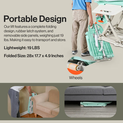 SuperHandy GoRise LT Portable Floor & Bath Lift – 330 lb Capacity Electric Lift
