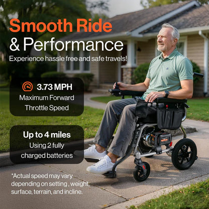 SuperHandy GoRide 2 Plus Electric Wheelchair – Folding 42 lb Power Chair