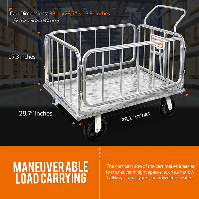 Platform Truck & Trailer - 1200Lb Capacity, Connects Directly to Utility Tugger