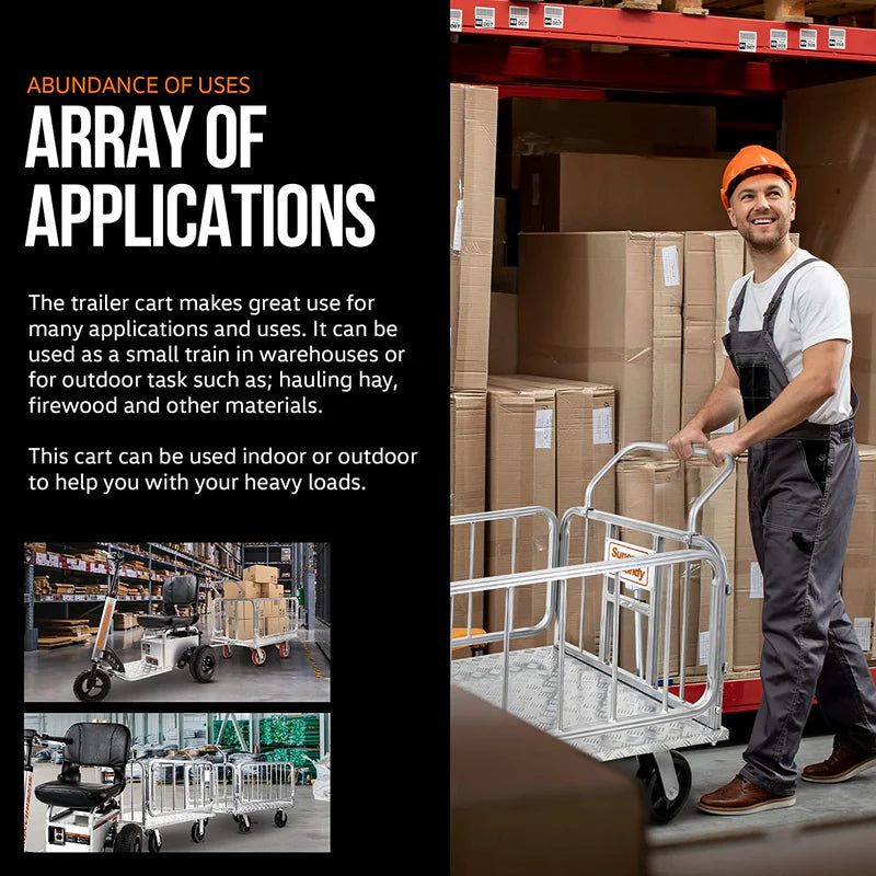 Platform Truck & Trailer - 1200Lb Capacity, Connects Directly to Utility Tugger
