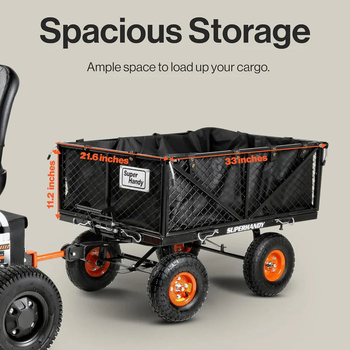 Towable Garden Cart - Quick Dump System, 10" Tires, Connects with Tugger Scooter