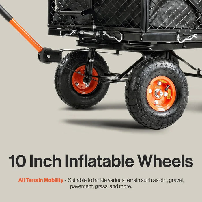 Towable Garden Cart - Quick Dump System, 10" Tires, Connects with Tugger Scooter