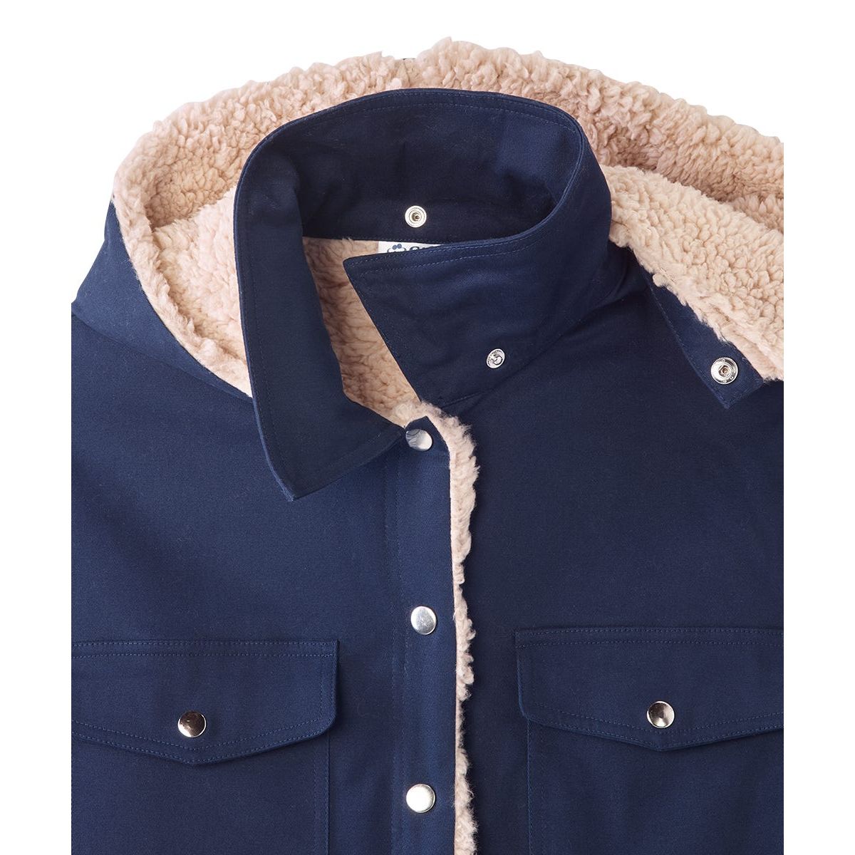 Men's Magnetic Closure Sherpa Shacket with Detachable Hood
