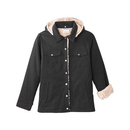 Men's Magnetic Closure Sherpa Shacket with Detachable Hood