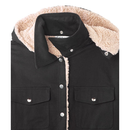Men's Magnetic Closure Sherpa Shacket with Detachable Hood