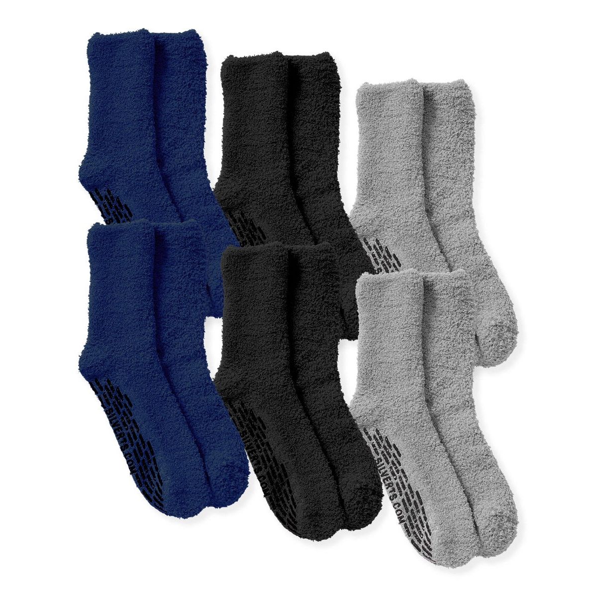 Mens / Womens Non Skid Hospital Socks - 6 Pack Slipper Socks