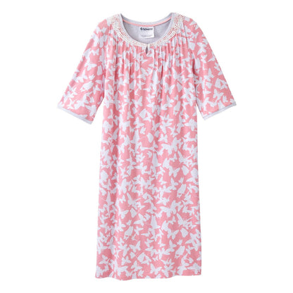 Open Back Knit Nightgown with Lace Trim