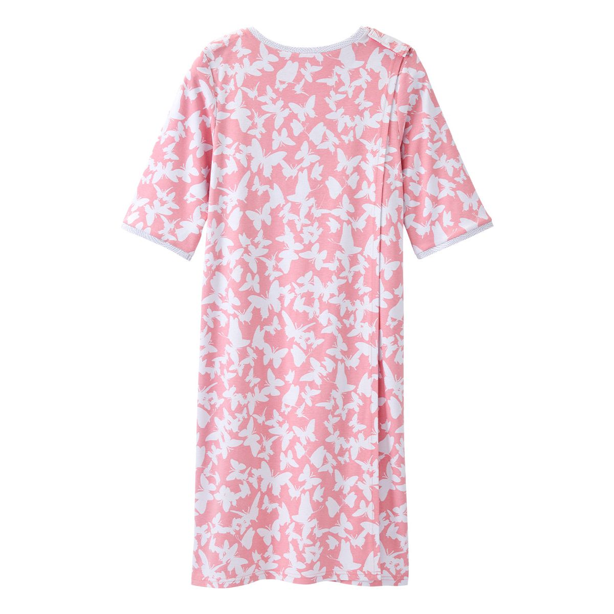 Open Back Knit Nightgown with Lace Trim