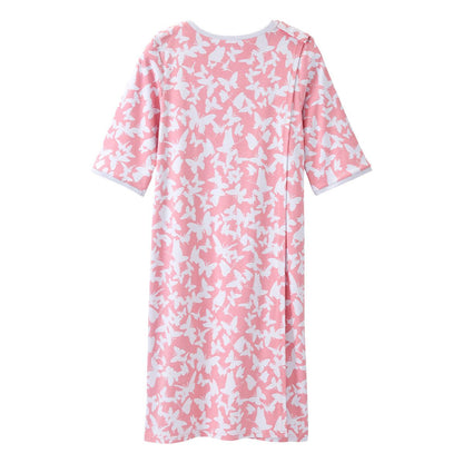 Open Back Knit Nightgown with Lace Trim