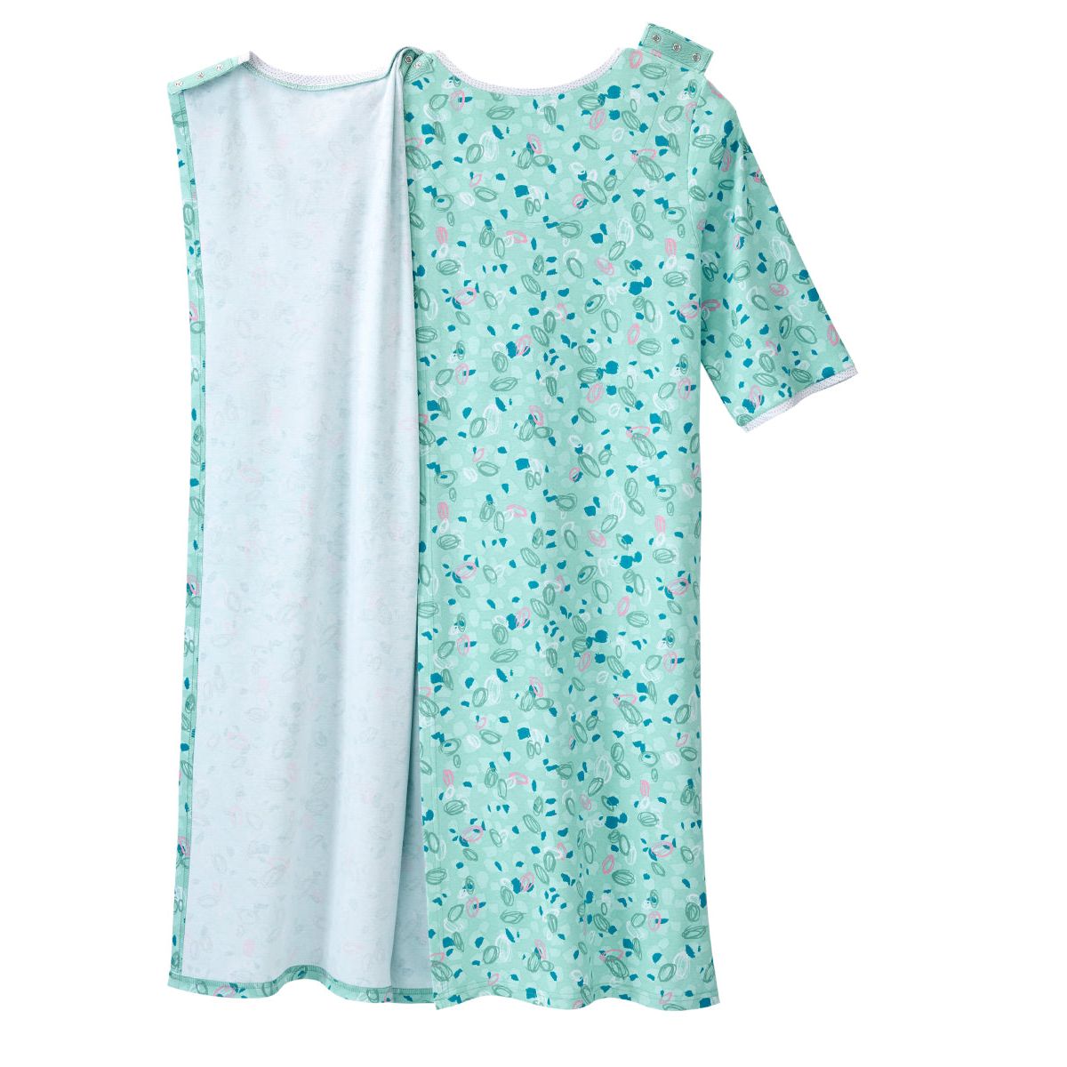 Open Back Knit Nightgown with Lace Trim