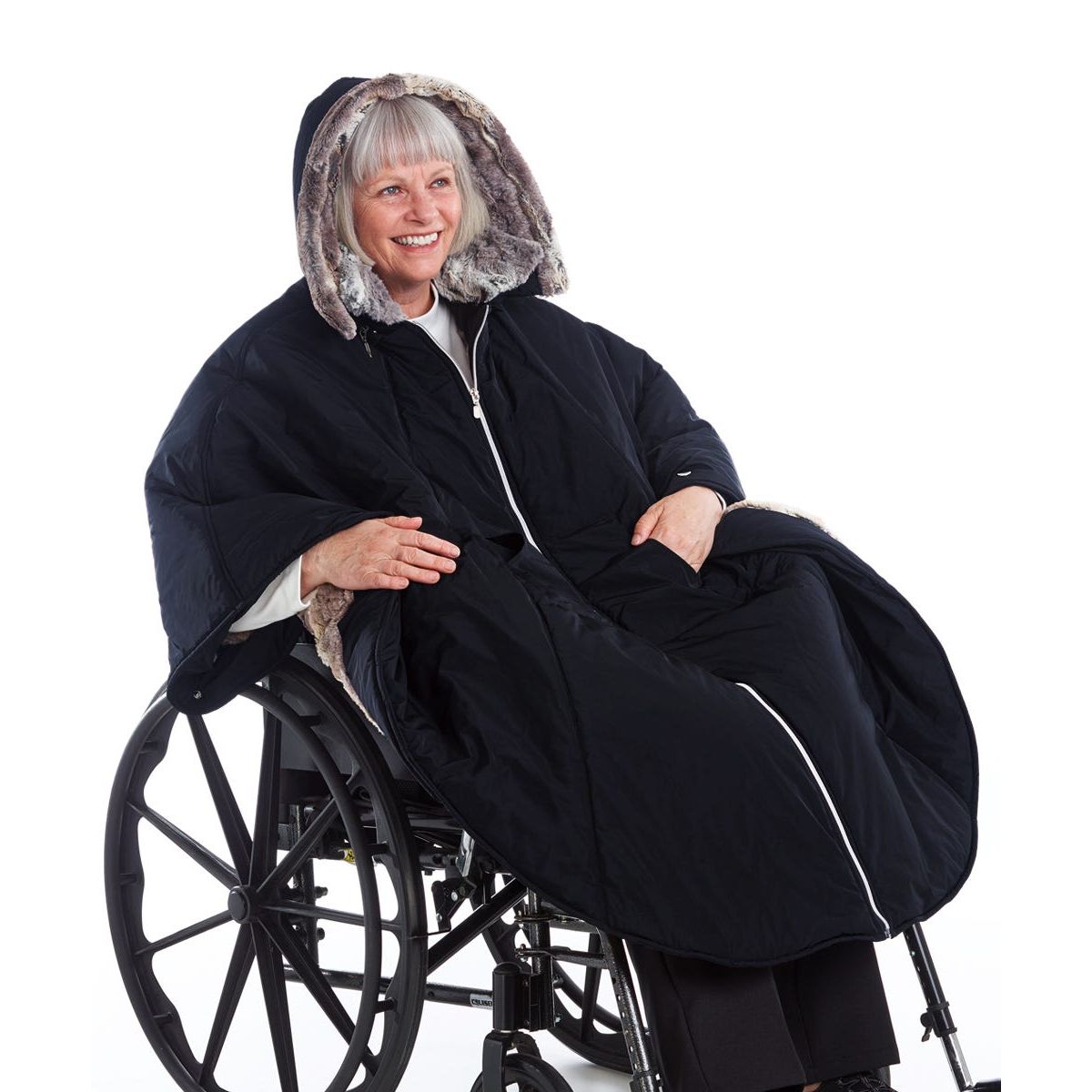 Unisex Luxurious Fur-Lined Winter Wheelchair Cape