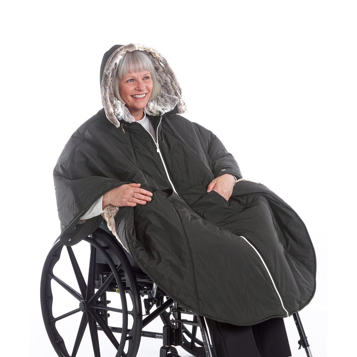 Unisex Luxurious Fur-Lined Winter Wheelchair Cape