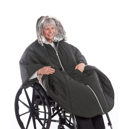 Unisex Luxurious Fur-Lined Winter Wheelchair Cape