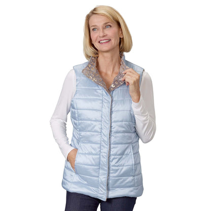 Women's Reversible Magnetic Snap Front Puffer Vest