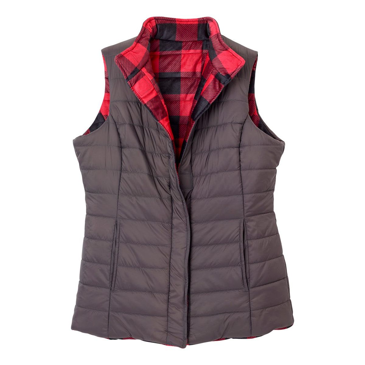 Women's Reversible Magnetic Snap Front Puffer Vest