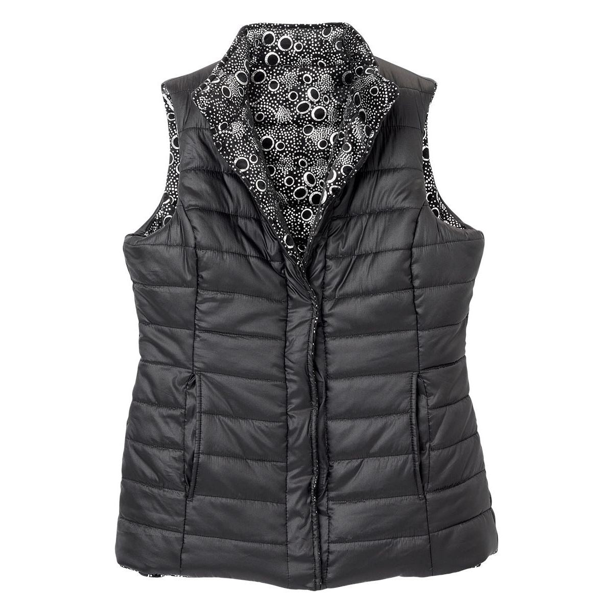 Women's Reversible Magnetic Snap Front Puffer Vest