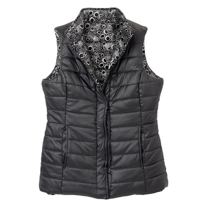 Women's Reversible Magnetic Snap Front Puffer Vest