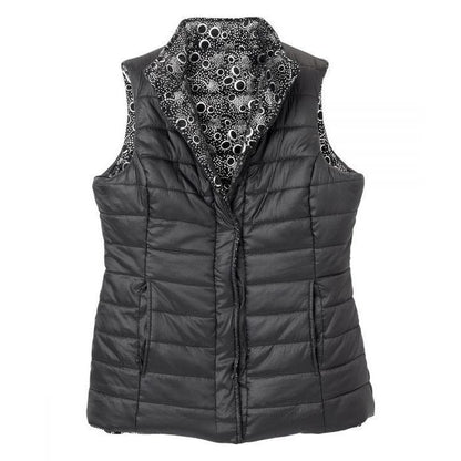 Women's Reversible Magnetic Snap Front Puffer Vest