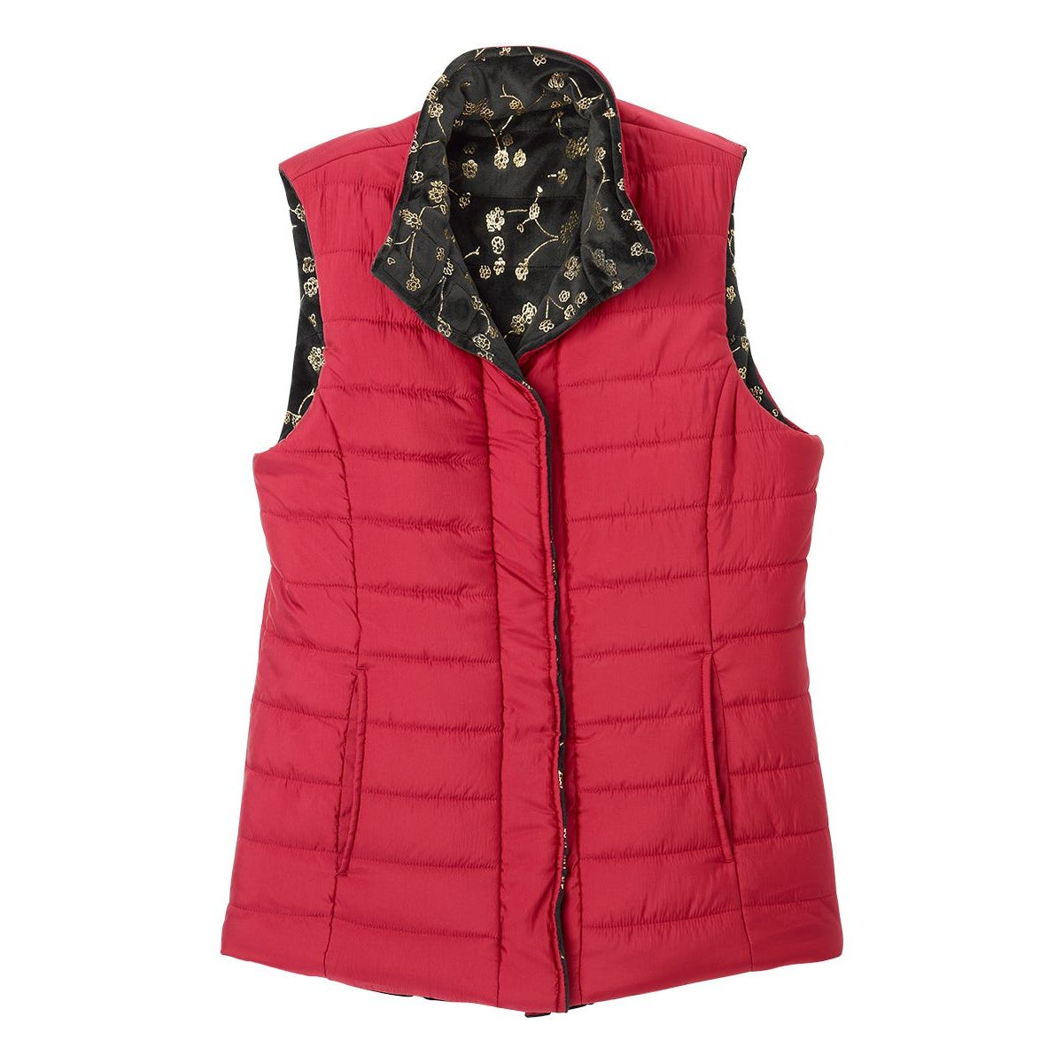 Women's Reversible Magnetic Snap Front Puffer Vest