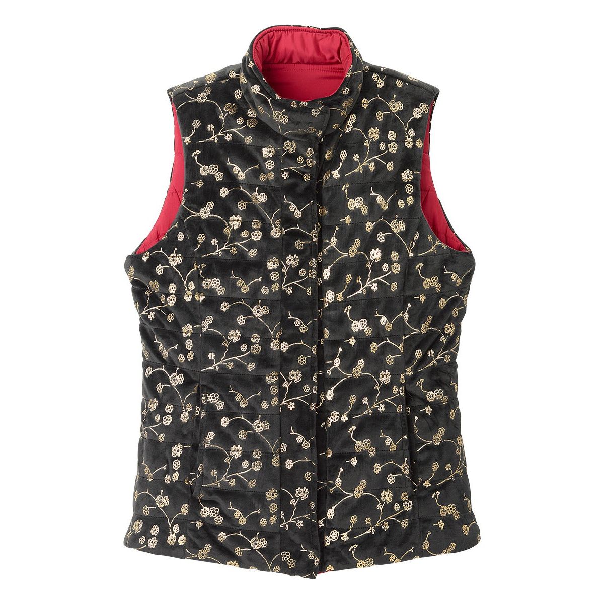 Women's Reversible Magnetic Snap Front Puffer Vest