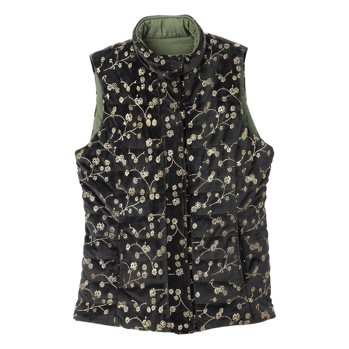 Women's Reversible Magnetic Snap Front Puffer Vest