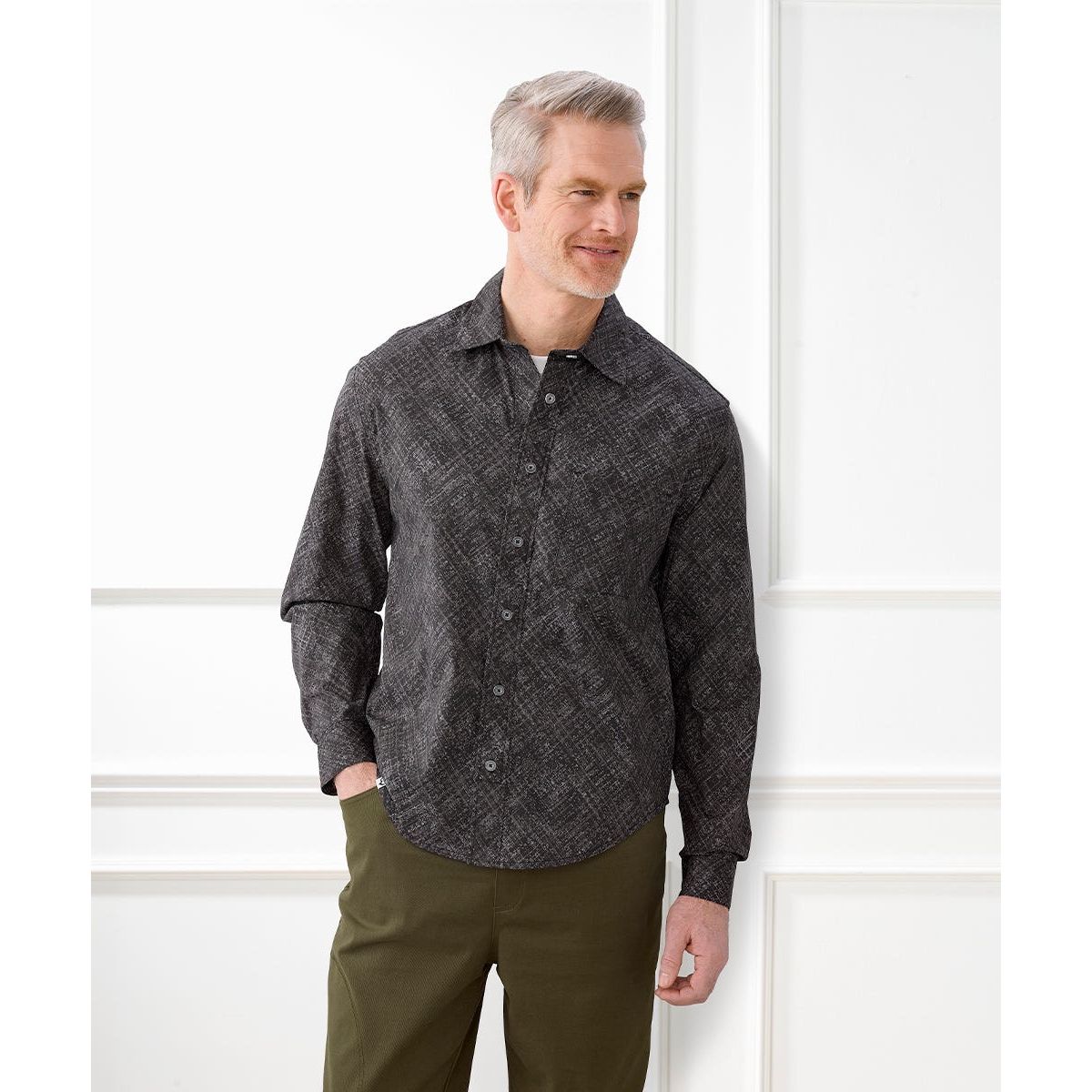 Men's Self Dressing Magnetic Buttons Dress Shirt