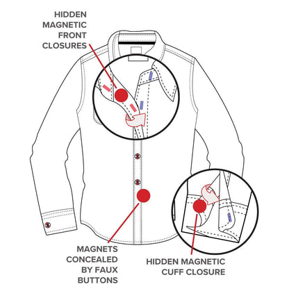 Men's Self Dressing Magnetic Buttons Dress Shirt