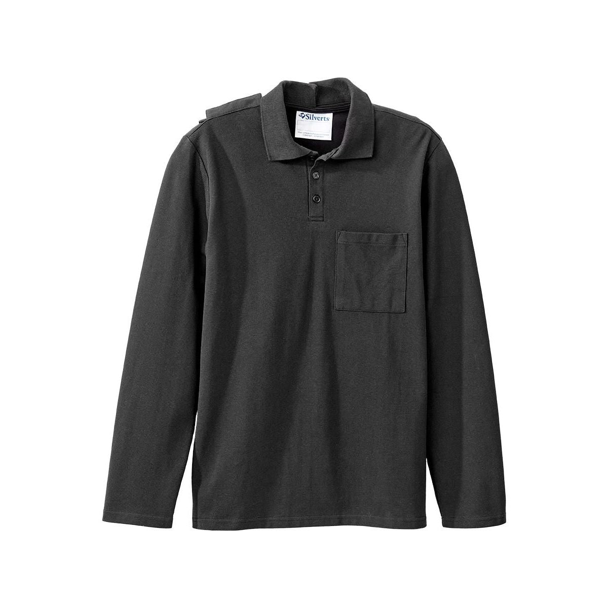 Men's Adaptive Open Back Polo Shirt with Long Sleeves