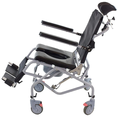 Tilt-in-Space Shower/Commode Chair with Adjustable Headrest & Flip-Up Arms – Total Care