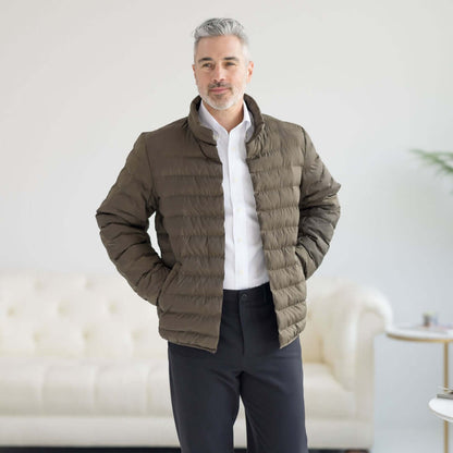 Weatherproof x MagnaReady Magnetic Front Water-Resistant Puffer Jacket in Olive
