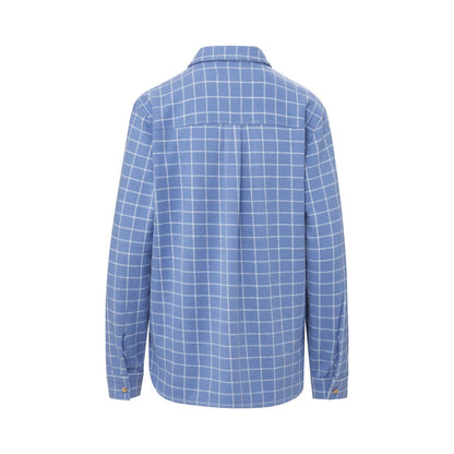 Women’s Adaptive Blue and White Flannel Shirt with Magnetic Closures