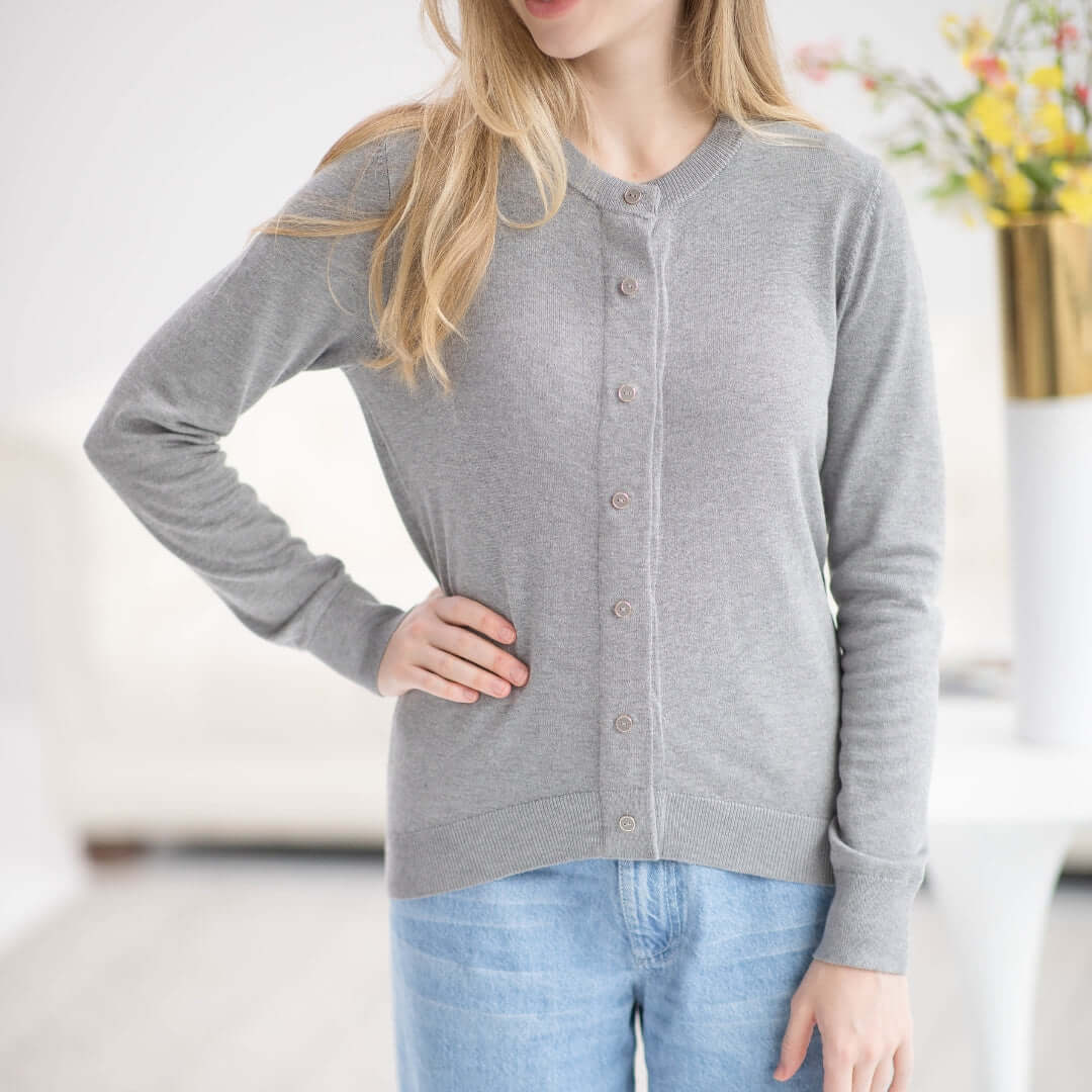 Women's Grey Adaptive Magnetic Front Knit Cardigan Sweater by MagnaReady®