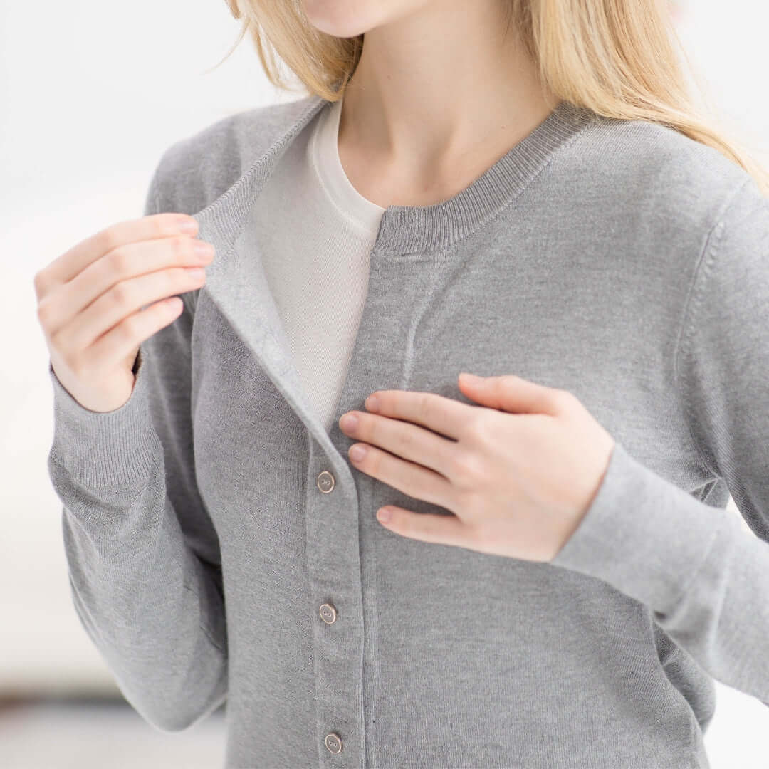 Women's Grey Adaptive Magnetic Front Knit Cardigan Sweater by MagnaReady®