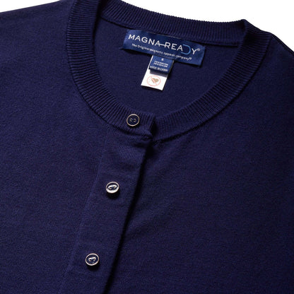 Women's Navy Adaptive Magnetic Front Knit Cardigan Sweater by MagnaReady®